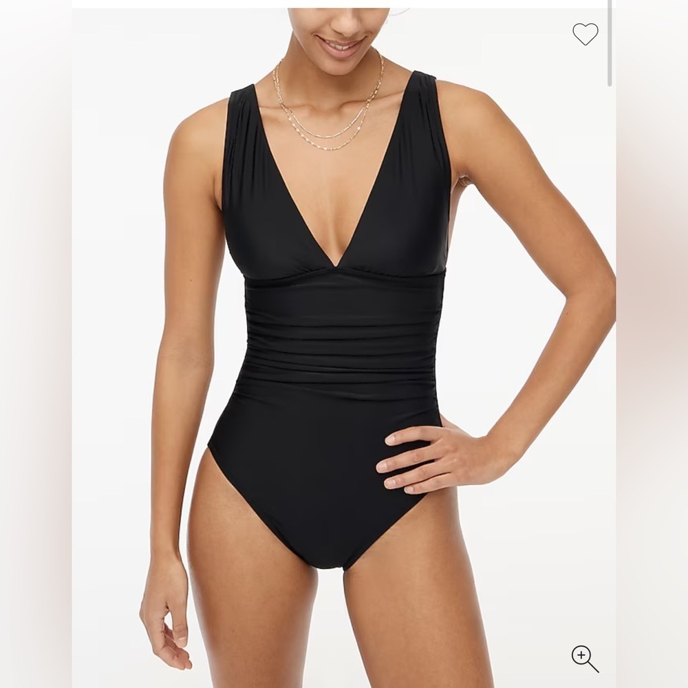 J. Crew Black V-Neck One-Piece Swimsuit